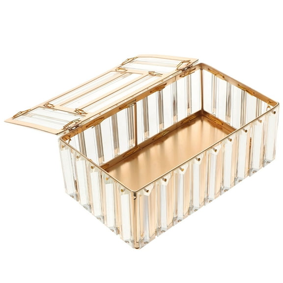 LEORX Tissue Box Cover Rectangular Golden Crystal 1Pcs