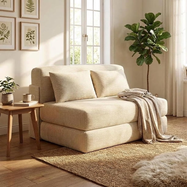QinaQin Sofá cama plegable 4 en 1, futón de piso con espuma de alta densidad, ideal para sala, recámara, departamento o cuarto de visitas