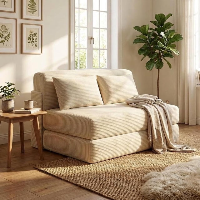 QinaQin Sofá cama plegable 4 en 1, futón de piso con espuma de alta densidad, ideal para sala, recámara, departamento o cuarto de visitas