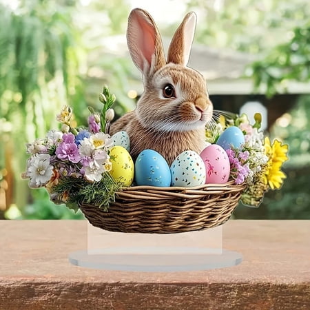 YOHAVEN Bright Easter 2D Table Ornament For Living Rooms Or Offices Slim Lightweight Display Fast Setup Centerpiece For Seasonal Decor Reusable Gift Ready Accent For Spring Celebrations Party