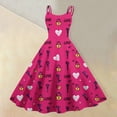 thumbnail image 2 of LWavelet 2026 Valentine's Short Sleeve Ruffled Dress, Women's Love Heart Rose Flowy A Line Casual Sundresses Hot Pink L, 2 of 4