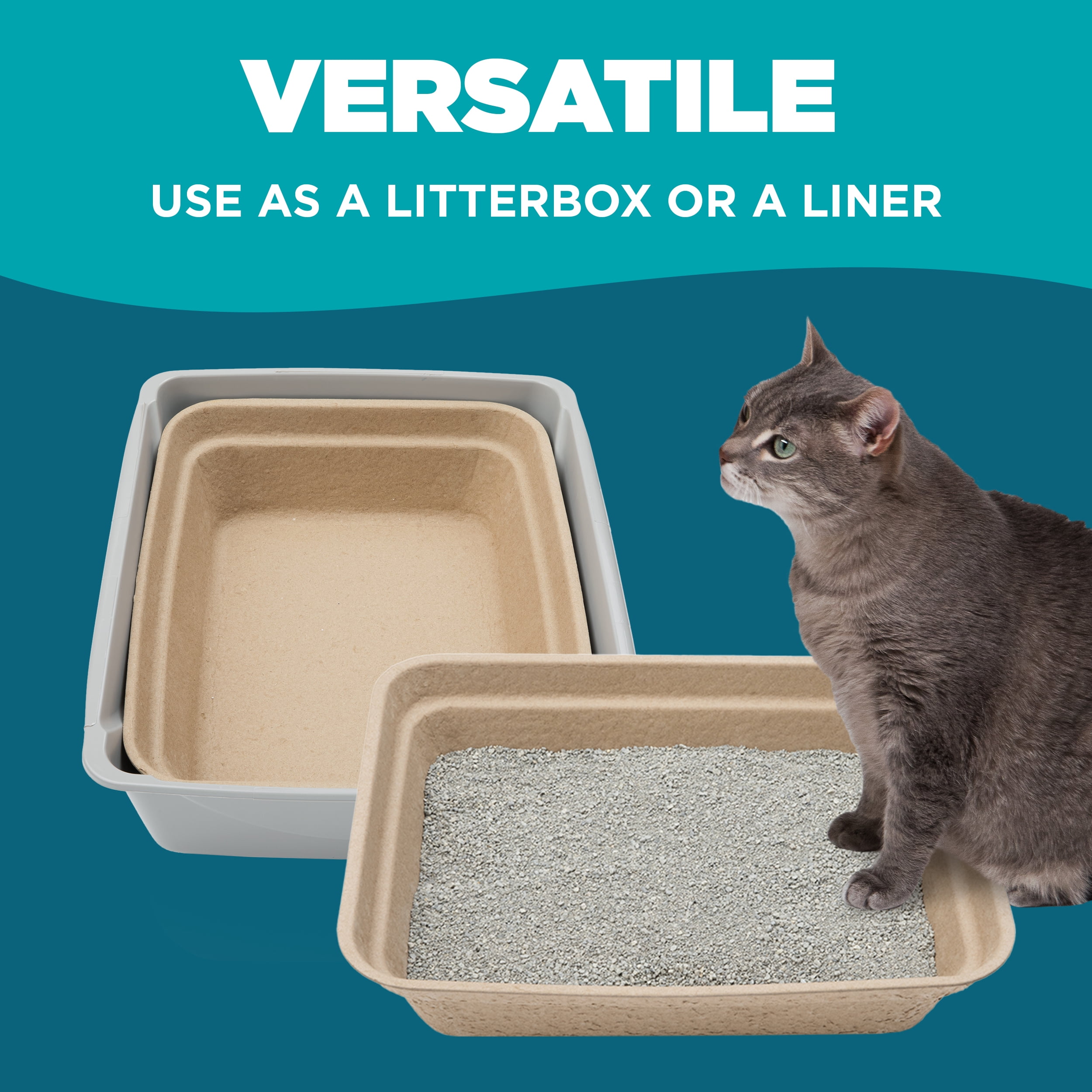 LumaKa Pets Disposable Cat Litter Box - Large, 5-Pack, Extra Thick & Sturdy, Leak Resistant, Odor Resistant, No Scrubbing, Biodegradable