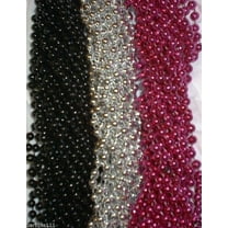 144 Hot Pink Black Silver Mardi Gras Beads Party Favors Necklaces 12 Dozen Lot