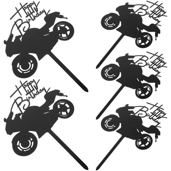 UNOMOR 5pcs Motorbike Cake Picks Cool Birthday Cake Toppers For Unique Party Decorations For Celebrating With Friends