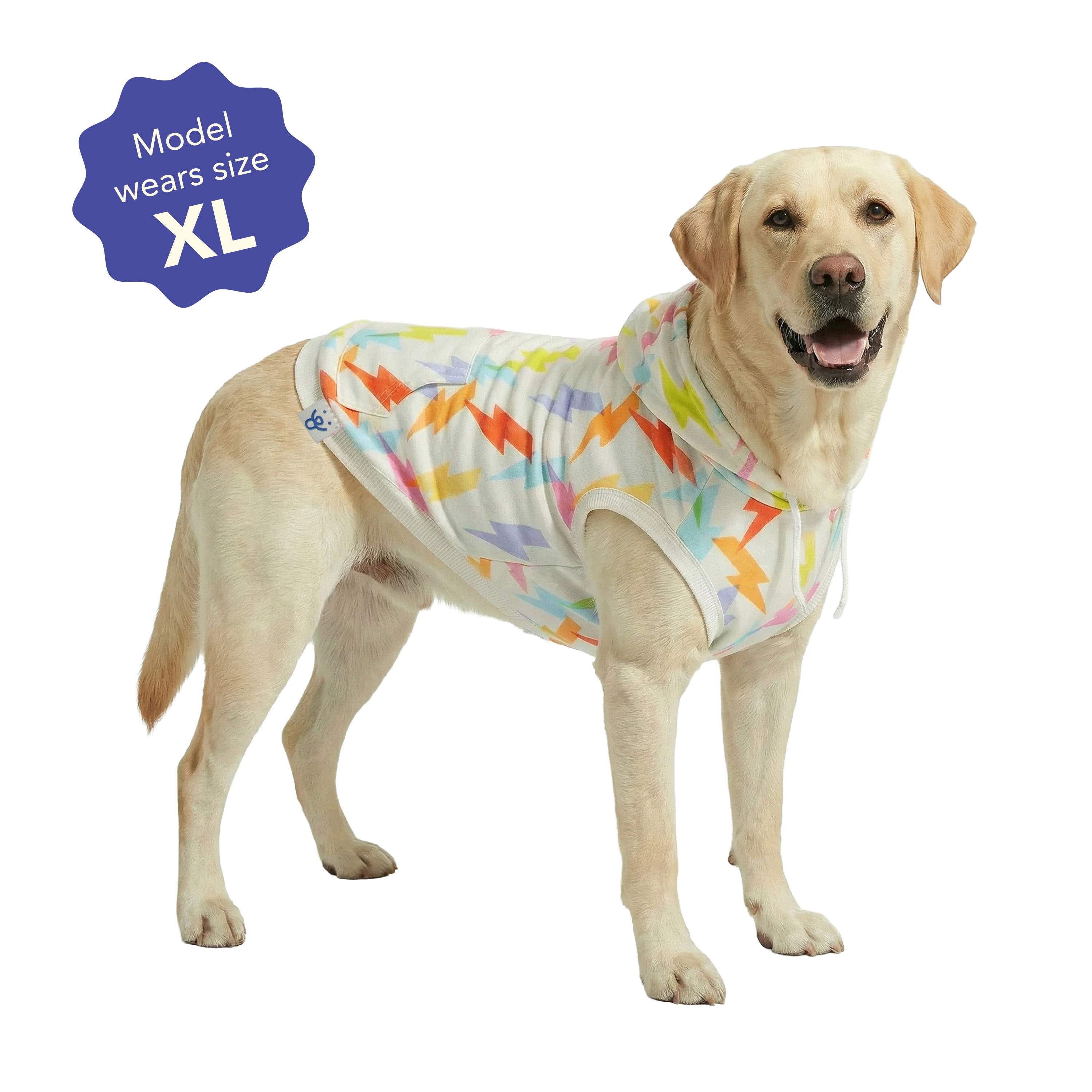 Oodles Multi-Colored Liminal Lightning Bolt Spring Dog Hoodie, Extra Large