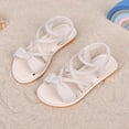 thumbnail image 2 of Zshosam Baby Summer Shoes Girl Girl's Bow Tie Decor Single Band Flats Square Open Toe Leather Slide Sandals Size 2,(White Big Kids 2), 2 of 6