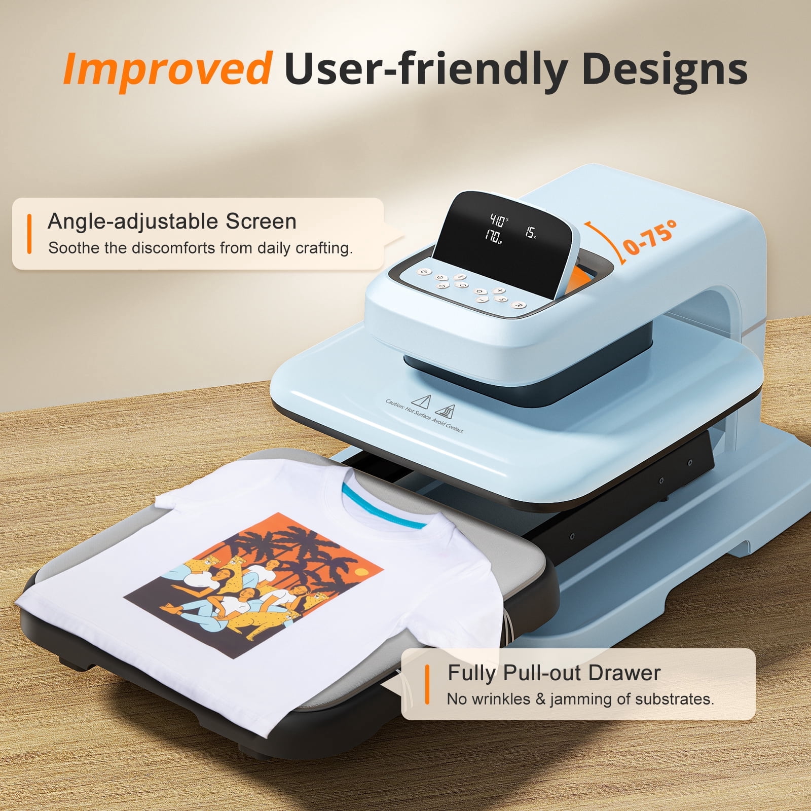HTVRONT Automatic Heat Press 2 + HTVRONT Automat Heat Press Accessories Kit, Heat Press Machine with Adjustable Pressure & Higher Heating Height, Heats Up Fast and Evenly