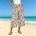 thumbnail image 6 of SwiftWear Women's Capri Pants Wide Leg Loose Casual Summer Beach Pants with Pockets Elastic Drawstring Waist Flowy Palazzo Trousers, 6 of 7
