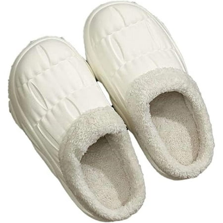 

DanceeMangoo Women Men Cozy Fluffy Fur Soft Waterproof House Shoes Dismountable Take Down Lining Slippers Outdoor Indoor