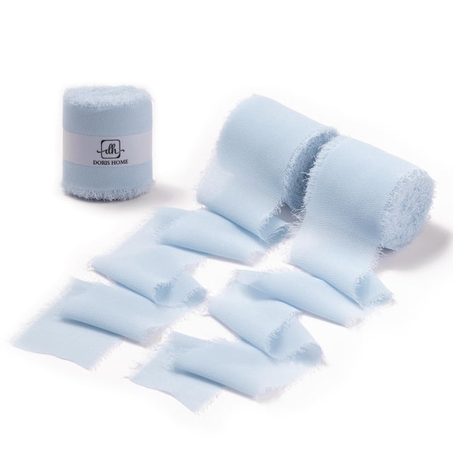 Cinta de chifón azul bebé de DORIS HOME, 5 cm x 6,5 m, 3 rollos