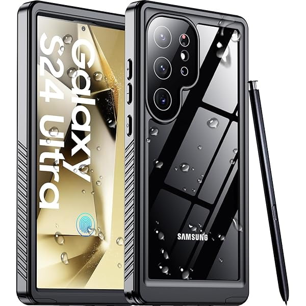 wonima11 Lanhiem for Samsung Galaxy S22 Ultra Case, IP68 Waterproof Dustproof with Built-in Screen Protector, Heavy Duty Full Body Protective Phone Case for Samsung S22 Ultra 5G, Black/Clear