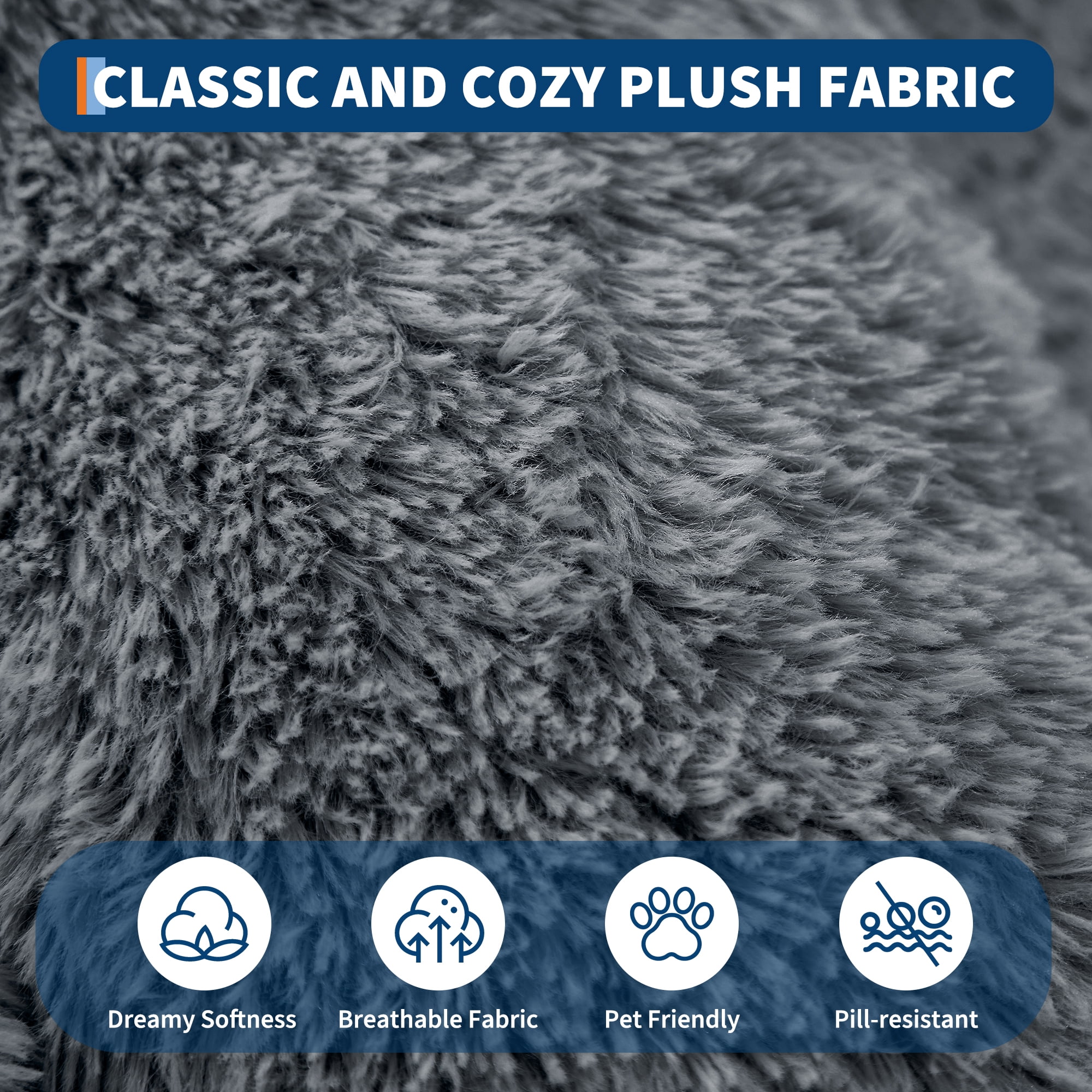 Danolapsi Human Dog Bed for Adult and Pets. Washable  Faux Fur. Napping Orthopedic Dog Bed with Side Pocket. Strap.No Assembly Required