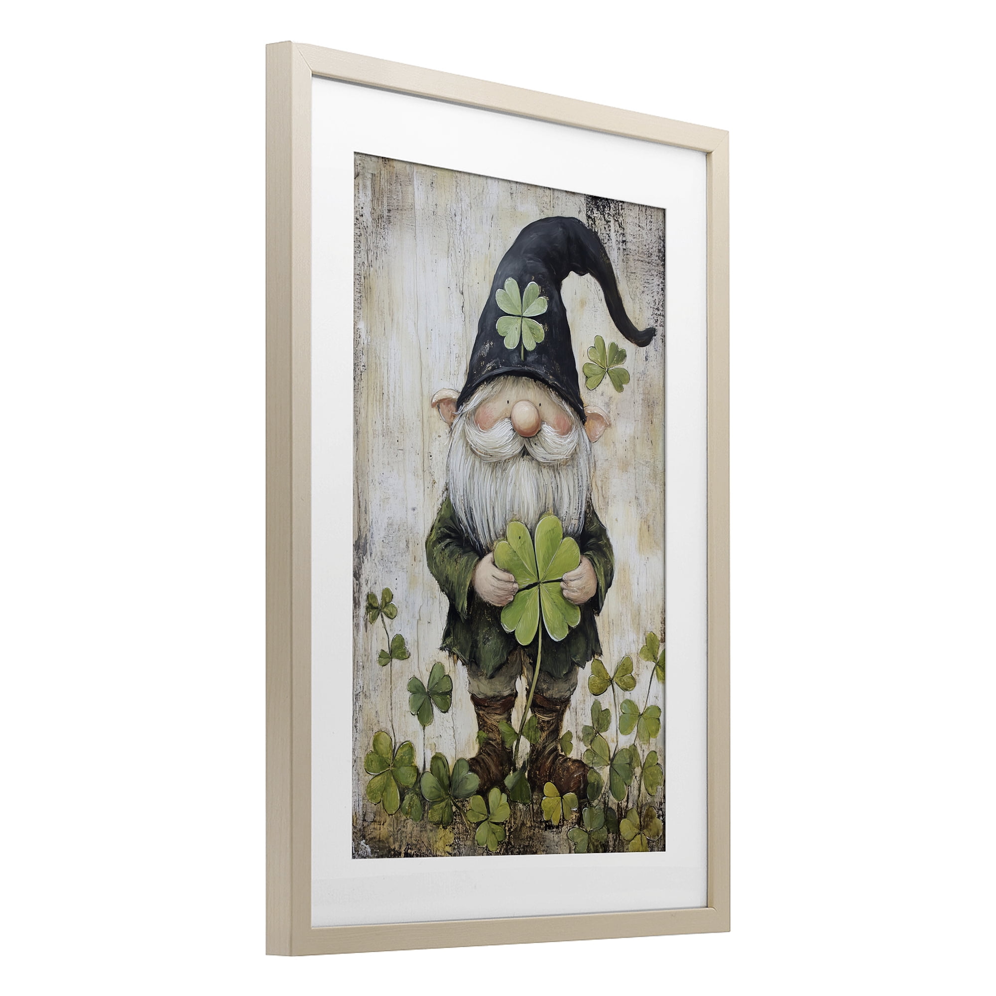 Stupell Industries Cottage Shamrock Gnome Birch Framed Print Under Glass, design by Tina LeCour