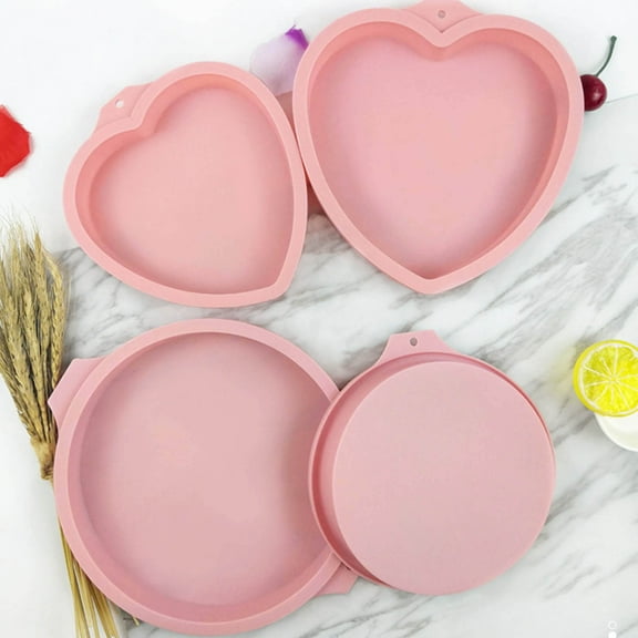 Walbest Reusable Silicone Heart Shaped Circle Shaped Cake Mold 6/8 Inch Large Baking Mold for Cake Decorating, Candy Making, Chocolate Baking Tool