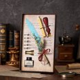 thumbnail image 1 of Light Blue Peacock Mechanical Punk Style Wings Pen Dip Ink Set (Excluding Notebook/Notepad) Suitable for Children's Gifts Father's Day Gifts Halloween Gifts Christmas Gifts, 1 of 1