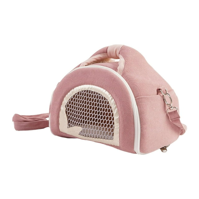 Bolsa portadora de viajes de hámster con ventana de malla transpirable hábitat al aire libre portátil Rosa