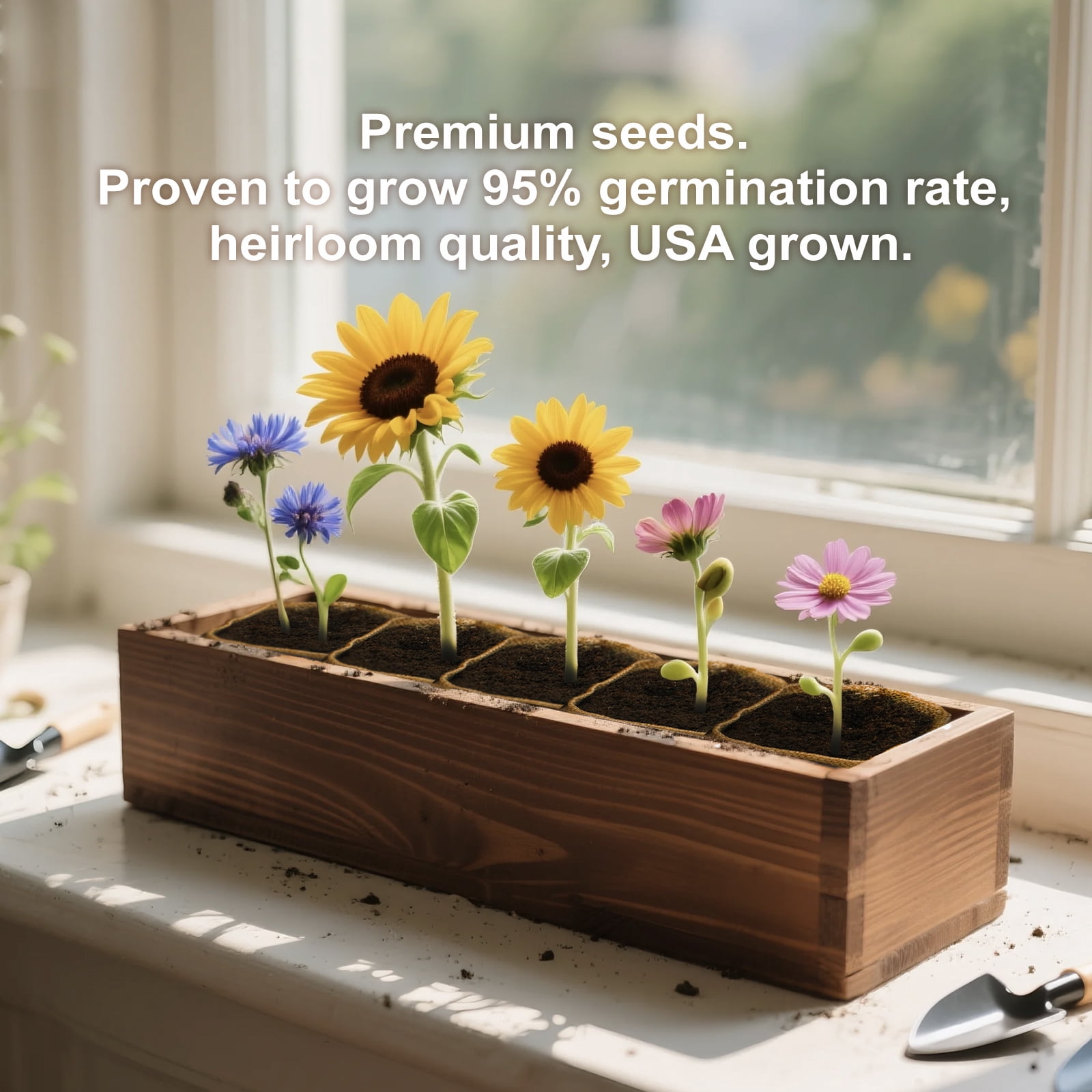 5 Indoor Flower Growing Kits – Complete Planting Starter Set with Sunflower, Zinnia, Marigold, Cosmos, and Cornflower Seeds. A Unique Birthday or Christmas Gift for Women, Men, and Plant Lovers