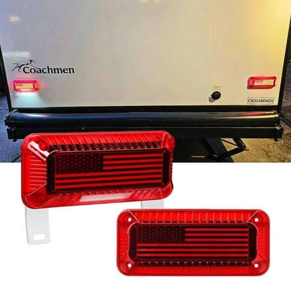 Nilight Led RV Tail Light 2Pcs 72 Led Red Running Stop Brake Turn Signals Light White License Plate Light Surface Mount Waterproof Taillights for RV Caravan Camper Van