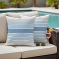 thumbnail image 4 of Blue Striped Outdoor Waterproof Pillow Covers, Modern Minimalist Gradient Lines Aesthetic Decorative Square Throw Pillowcase Sofa Cushion Sham for Patio/Couch/Chair, 26"x26" 2 Pack, 4 of 8