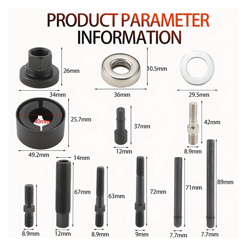 Power Steering Pulley Puller Installer Kit for Water Pump Vacuum Pump Pulleys Installation Remover on Most Engines