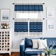 thumbnail image 2 of Minimalist Kitchen Curtains Valances and Tiers Set of 3 Lake Blue Gradient Gray Stripe Tier Curtains and Valance with Rod Pocket for Small Windows, 27.5"x24", 2 of 9