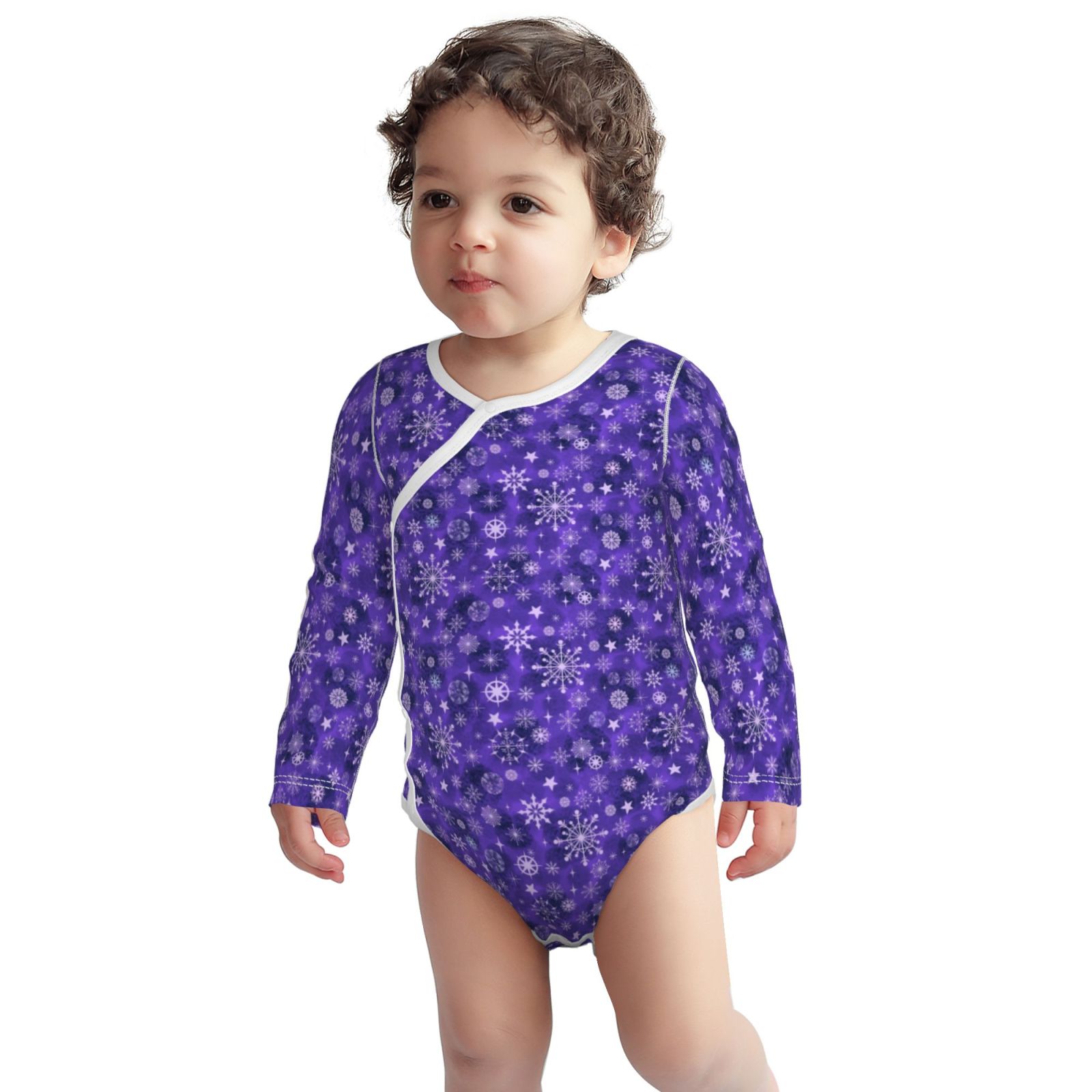 Xecao New Year Snowflakes Print Baby unisex-baby Cotton Long-sleeve Bodysuits-2 Years