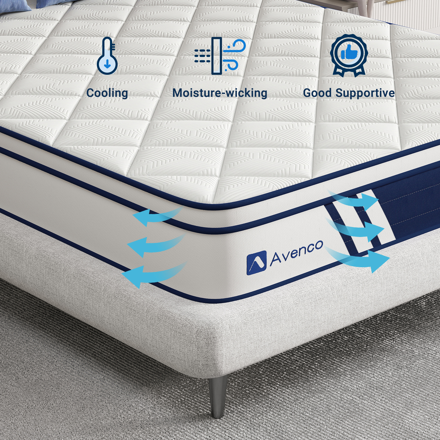 Avenco Phantom 12 inch Adult Gel Memory Foam Pocketed Springs Hybrid Mattress King Size