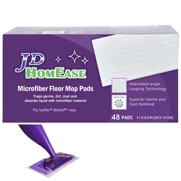 JD HOMEASE Microfiber Floor Cleaner Spray Mop Pads, 48 Count, for Swiffer WetJet, All Purpose Multi Surface, Hardwood, Spray Mop Pad Refill