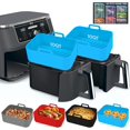 thumbnail image 1 of GHSDFBB Air Fryer Silicone Liners-2Pcs Rectangular Airfryer Silicone Pot Baking Tray for Ninja Dual Reusable Replacement Basket Insert with Magnetic Cheat Sheet (8.46 * 5.9 inch （10 QT）, DZ401, 1 of 7