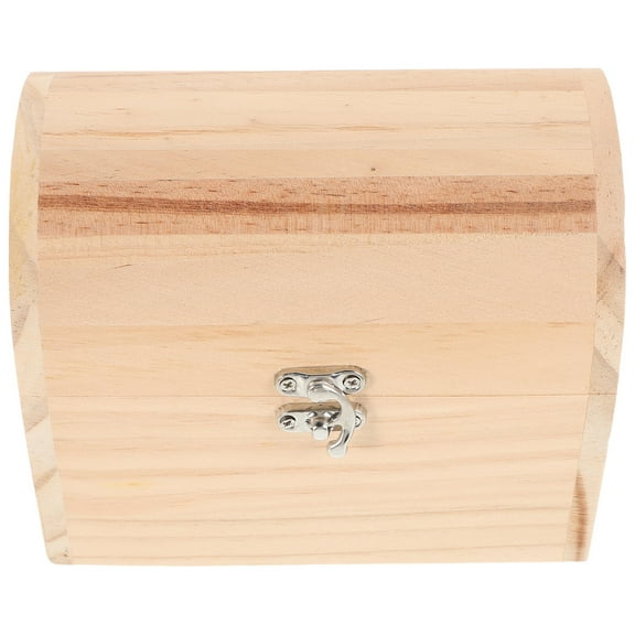 FRCOLOR Unpainted DIY Treasure Chest Wooden Jewelry Box Vintage Keepsake Box Small Treasure Chest Decorative Wooden Storage Case for Toys Trinket