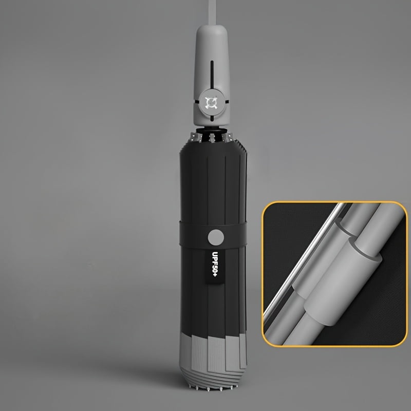 1pc 10-Bone Aluminum Folding Umbrella, Portable and Durable, Automatic Open, Casual Style, Polyester Canopy, Plastic Handle, Compact Design for Outdoor Activities