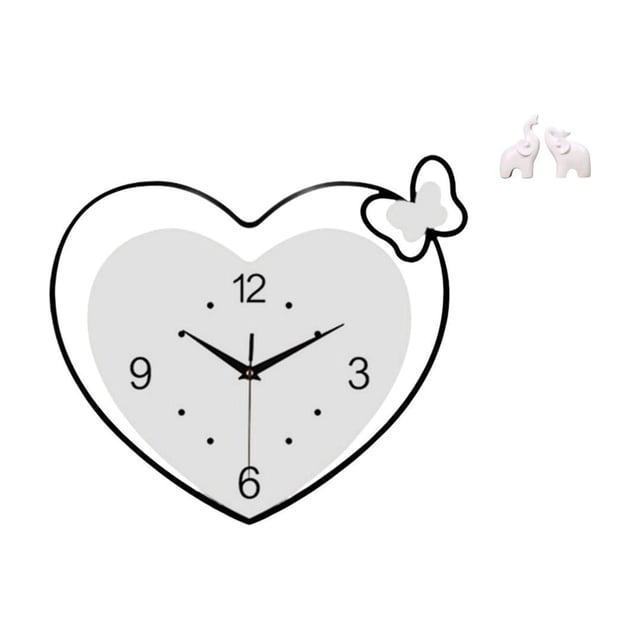 Reloj De Pared De Corazón Acrílico Y Escultura De Elefante, Arte Decorativo Creativo Para Sala De Estudio, Cafetería, Oficina, Entrada, Dormitorio, Decoración Del Hogar.