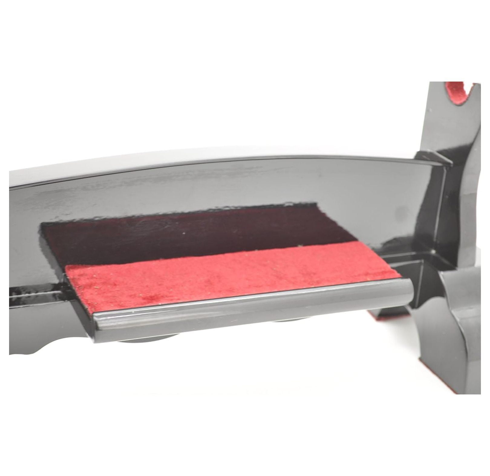 Handmade Sword - Black Piano Lacquered Wood, 2 Tier Deluxe Table Stand for Katana and Wakizashi Sword, Red Felt on The Arch and Front, Sword Table Display Holder
