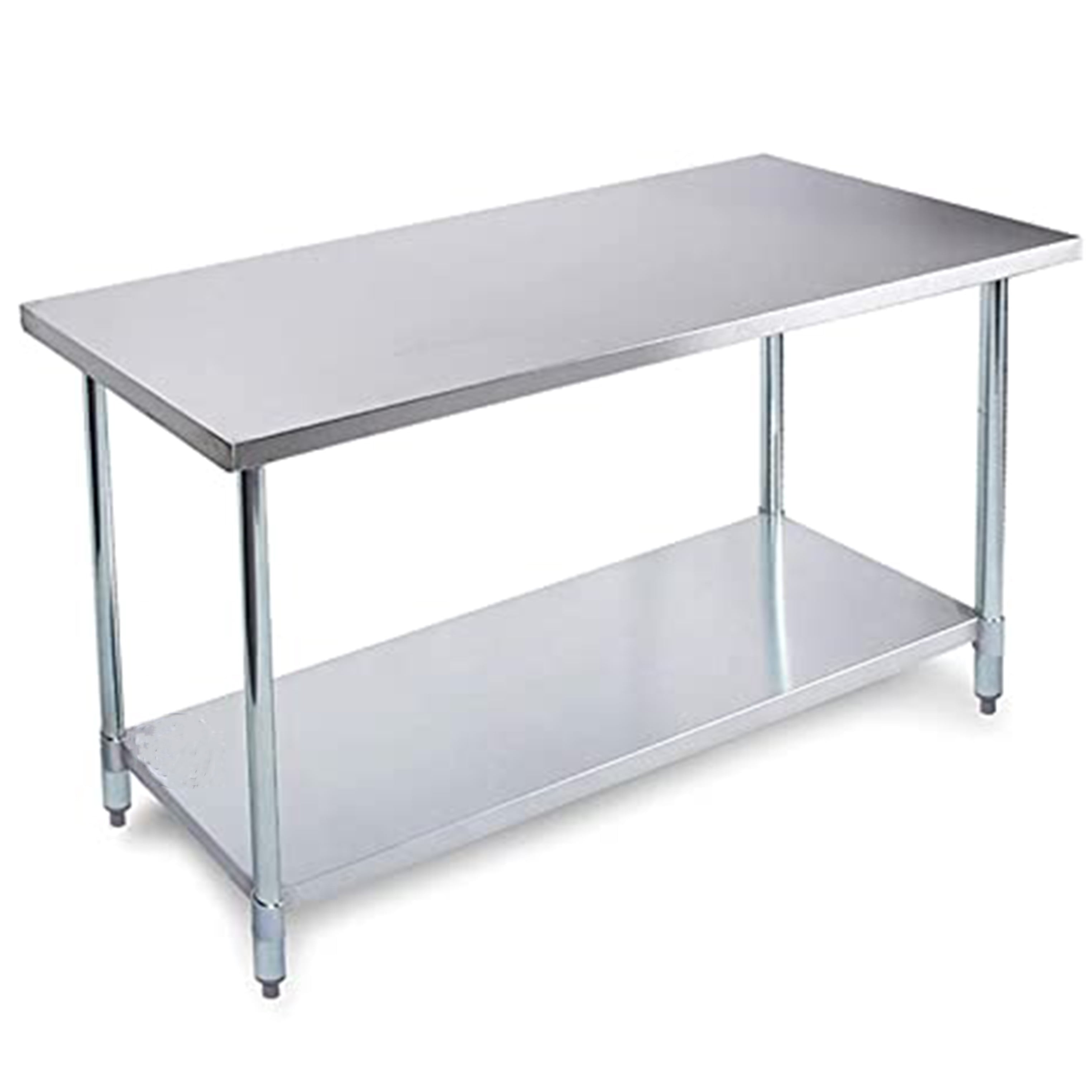 24" x 60"Adjustable Table Work Prep Undershelf Restaurant Indoor Stainless Steel Work Tables With Undershelf