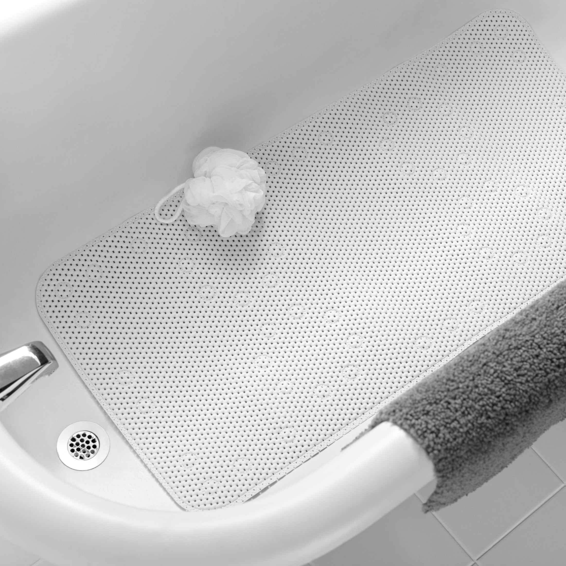 Mainstays 17" x 36" Cushioned Foam Bathtub Mat with Suction Cups, White