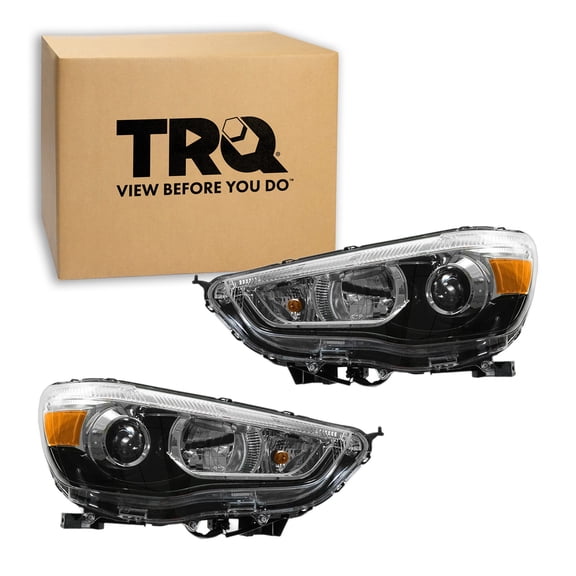TRQ 2 Piece Headlight Assembly Set Driver & Passenger Side Fits Mitsubishi Outlander Sport 2011-2019 MI2502160 MI2503160 8301C223 8301C224