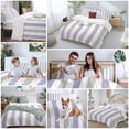 thumbnail image 5 of 3 Piece Purple Grey Stripe Duvet Cover Set Queen Size,Microfiber Comforter/Quilt Cover with Corner Ties and 2 Pillowcases,Modern Farmhouse Vertical Striped All Season Soft Bedding with Zipper Closure, 5 of 8