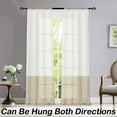 thumbnail image 4 of Uptown Home Tan White Color Block Linen Window Curtain Panels Provide Privacy for Living Room Farmhouse Window Drapes with Rod Pocket Design, 50"x63"x2, 4 of 6