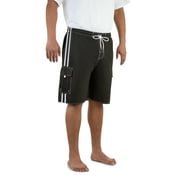 North 15 Men's Board Beach Swim Trunks Shorts with Cargo Pockets-5104-Blk/Wht-XL