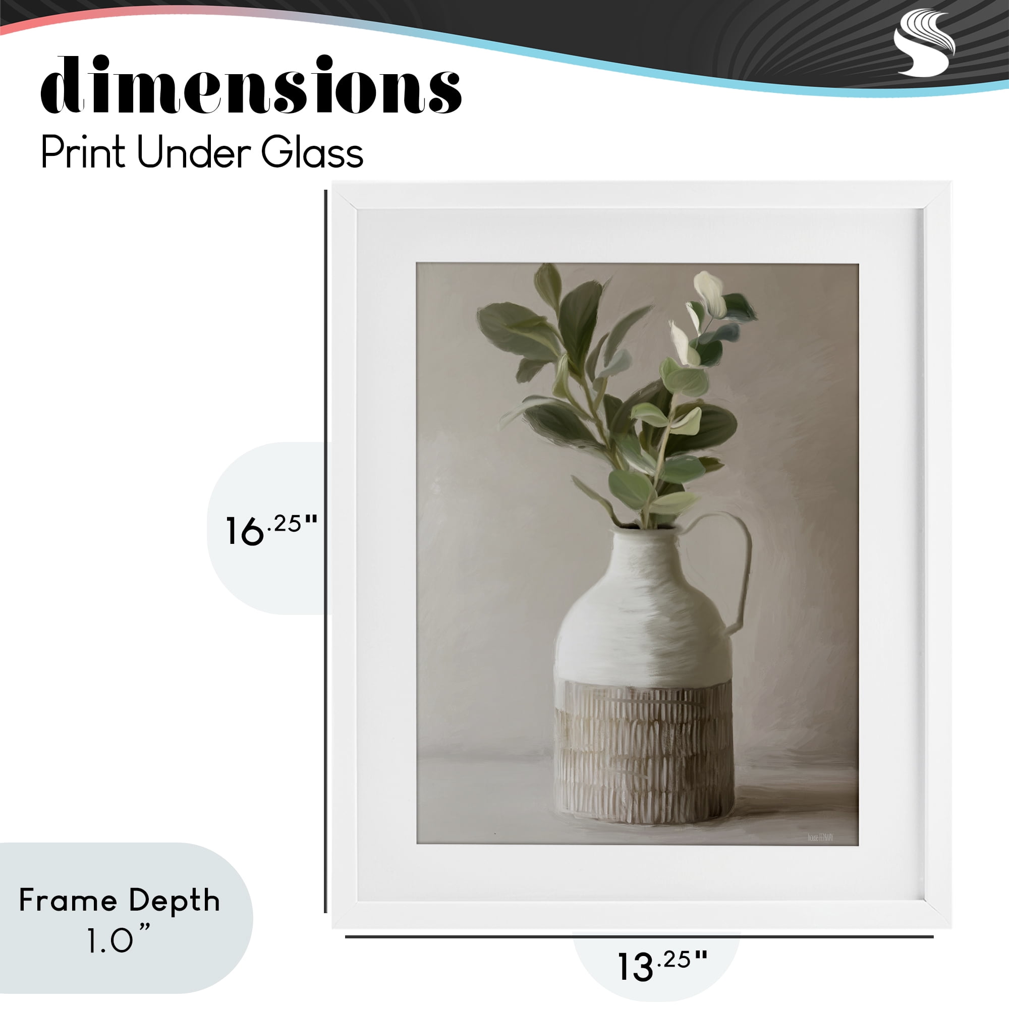 Stupell Industries Eucalyptus In Vase White Framed Print Under Glass, design by House Fenway