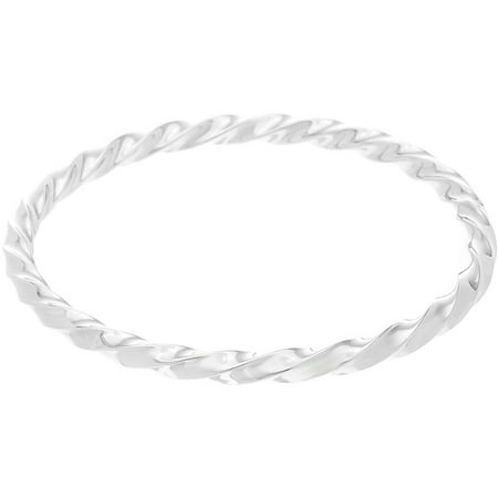 Lesa Michele Twisted Hollow Bangle in Sterling Silver