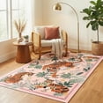 thumbnail image 7 of Beltran 3x5 Washable Tiger Area Rug – Vintage Safari Non Slip Carpet, Boho Pink Print Rug for Living Room Bedroom Entryway, Easy Clean, 7 of 7