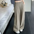thumbnail image 2 of Plebaso Womens Silk Wide Leg Pants Loose Solid Color High Waist Drape Pants Ladies Casual Long Trousers, 2 of 5