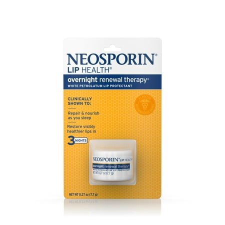 (2 pack) Neosporin Lip Health Overnight Healthy Lips Renewal Therapy Petrolatum Lip (Best Overnight Lip Treatment)