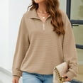 thumbnail image 3 of MeetoTime Women's Sweatshirt Fall Casual Textured Long Sleeve Tops 1/4 Quarter Zip Sweatshirt, 3 of 7