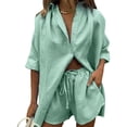 thumbnail image 1 of Askfv Pajamas for Women Pjs Two Piece Button Short Set Shirt Suit, 1 of 7