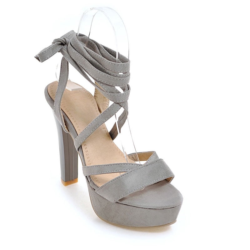 high heels Open toe Frosted Heel height 