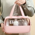 thumbnail image 5 of Bolsa de cosméticos transparente con costura, bolsa de cosméticos de baño de PVC, PU, impermeable, gran capacidad, setrosa, 5 of 5