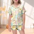 thumbnail image 2 of Easter Day Pajamas Toddler Girl Egg Painted Short Sleeve Shirt Cute Button-Up Two-Piece Pj Sleepwear Sets Yellow,4-5 Years, 2 of 4