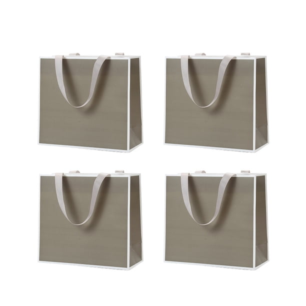GOOHOCHY 4 bolsas de papel para regalo de joyería con cuerda portátil para festivales y fiestas (versión horizontal gris)